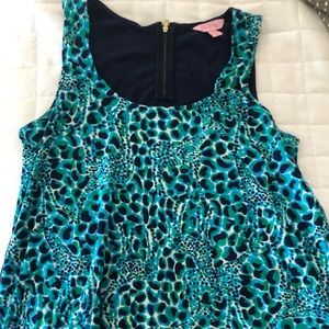 Lilly Pulitzer Giraffe Print Tank in Blue/Green M